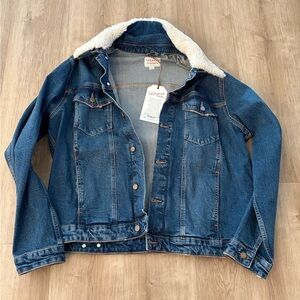 Tecovas Blue Denim Jacket with Sherpa Lining